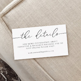 Minimalistische elegante kalligraphische Hochzeitd Begleitkarte