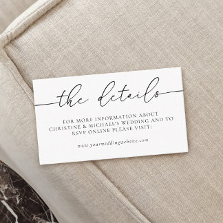 Minimalistische elegante kalligraphische Hochzeitd Begleitkarte