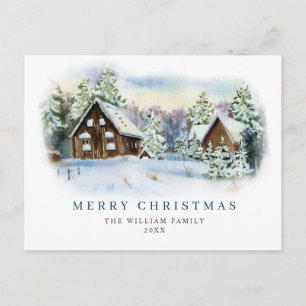 Minimalistische elegante Kiefern-Weihnachtsgruß Postkarte
