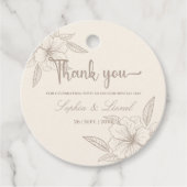 Minimalistische Elegante Kontur Blumenhochzeit Geschenkanhänger (Vorderseite)