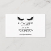 Minimalistische elegante Lashes Schwarz und Weiß Visitenkarte (Rückseite)