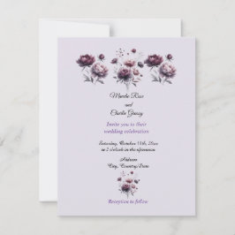 Minimalistische, elegante Lila Hochzeit Einladung