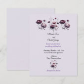 Minimalistische, elegante Lila Hochzeit Einladung (Vorne/Hinten)