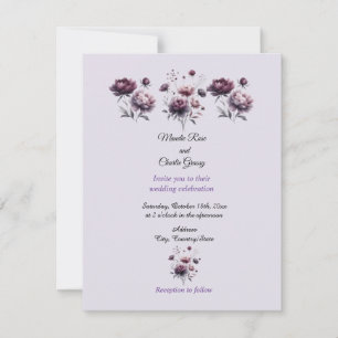 Minimalistische, elegante Lila Hochzeit Einladung
