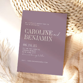 Minimalistische, elegante Lila Hochzeit in einem Einladung