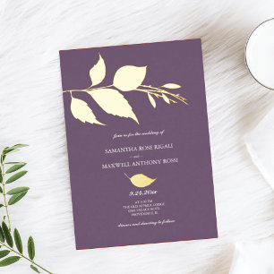 Minimalistische elegante Lila Hochzeitsreise Folieneinladung