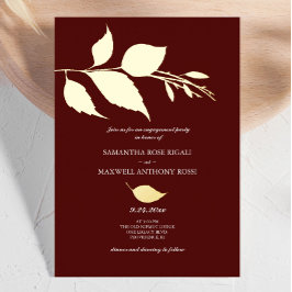 Minimalistische elegante Maroon-Engagement-Partei Folieneinladung