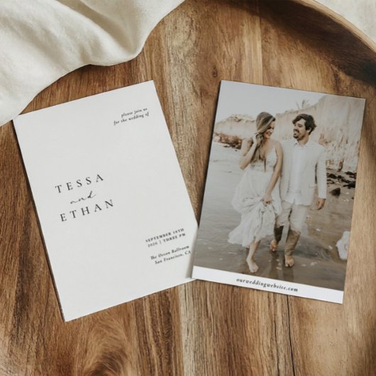 Minimalistische Elegante Moderne Foto Hochzeit Einladung