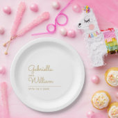 Minimalistische Elegante Moderne Goldene Schrift Pappteller (Party)
