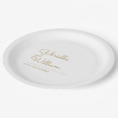 Minimalistische Elegante Moderne Goldene Schrift Pappteller (Schrägansicht)