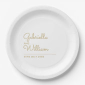 Minimalistische Elegante Moderne Goldene Schrift Pappteller (Vorderseite)