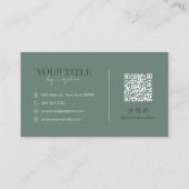 Minimalistische elegante moderne hellgrüne QR-Code Visitenkarte (Rückseite)