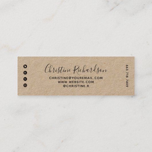 Minimalistische, elegante, moderne Typografie Mini Visitenkarte (Rückseite)