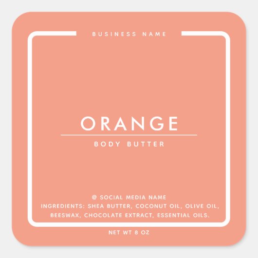 Minimalistische, elegante, moderne Verpackung Quadratischer Aufkleber (Vorderseite)