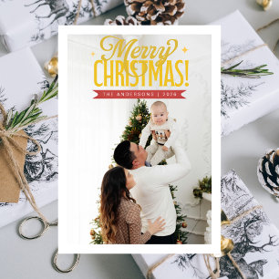 Minimalistische elegante moderne Weihnachtsfamilie Feiertagskarte