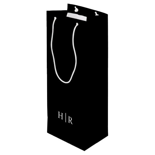Minimalistische Elegante Monogram Geschenktüte Für Weinflaschen (Rückseite Schrägansicht)