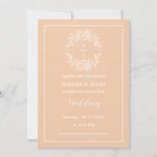 Minimalistische elegante Peach Wedding Invitation  Einladung