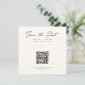 Minimalistische elegante QR-Code-Hochzeitswebsite Save The Date (Stehend Vorderseite)