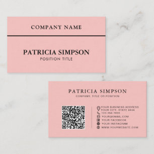 Minimalistische elegante rosafarbene QR-Code-Visit Visitenkarte