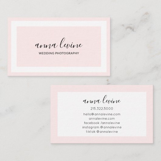 Minimalistische, elegante, rosafarbene, weiße Gren Visitenkarte (Vorne/Hinten)