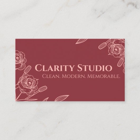 Minimalistische Elegante Rose Florenz Deep Red Mod Visitenkarte (Vorderseite)