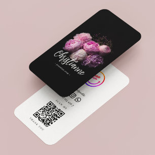 Minimalistische elegante Rose Florist Qr Code Visitenkarte