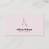 Minimalistische Elegante Rose Gold Scheren Haar Visitenkarte (Vorderseite)