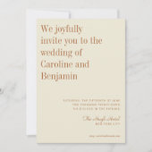 Minimalistische elegante Rostcreme Moderne Hochzei Einladung (Vorderseite)