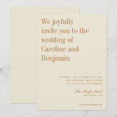 Minimalistische elegante Rostcreme Moderne Hochzei Einladung (Vorne/Hinten)