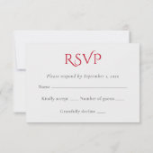 Minimalistische Elegante Rote Rose RSVP Karte (Rückseite)