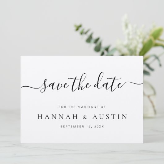 Minimalistische elegante Rustikale Hochzeit Save The Date (Stehend Vorderseite)