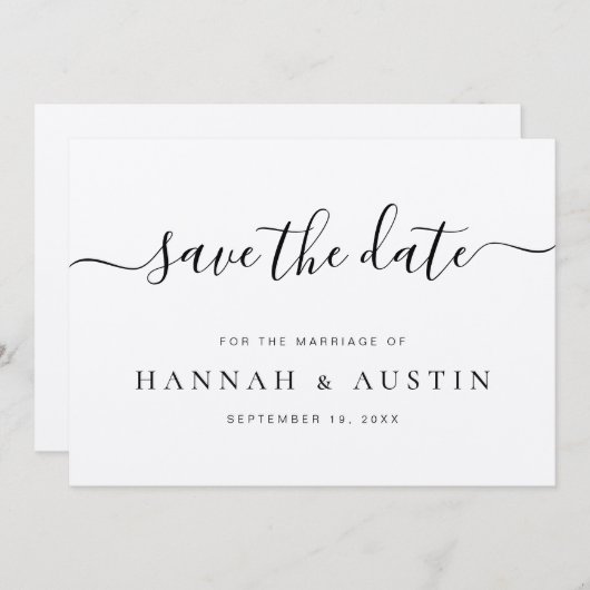 Minimalistische elegante Rustikale Hochzeit Save The Date (Vorne/Hinten)