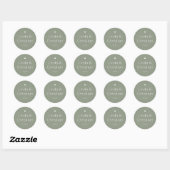 Minimalistische Elegante Sage Green Wedding Runder Aufkleber (Blatt)