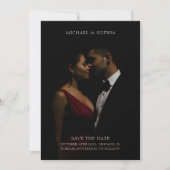 Minimalistische Elegante Save the Date Foto Schwar (Vorderseite)