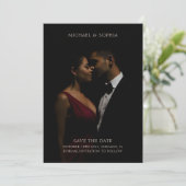 Minimalistische Elegante Save the Date Foto Schwar (Stehend Vorderseite)