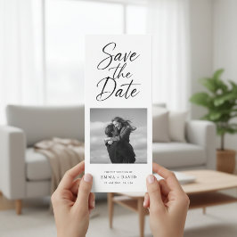 Minimalistische elegante Schrift Foto-Hochzeits-Le Save The Date