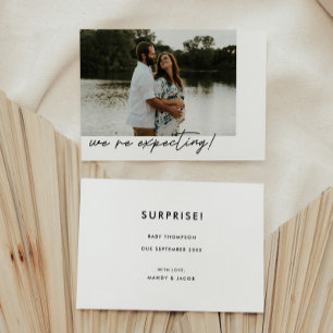 Minimalistische elegante Schrift Foto Schwangersch Ankündigung
