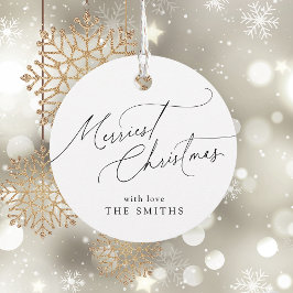 Minimalistische elegante Schrift Frohe Weihnachten Geschenkanhänger
