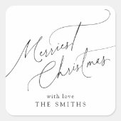 Minimalistische elegante Schrift Frohe Weihnachten Quadratischer Aufkleber (Vorderseite)