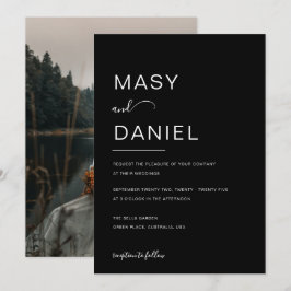 Minimalistische elegante Schwarz-Romantische Foto  Einladung