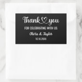 Minimalistische elegante Schwarz-Weiß-Dankeschön a Rechteckiger Aufkleber (Tasche)