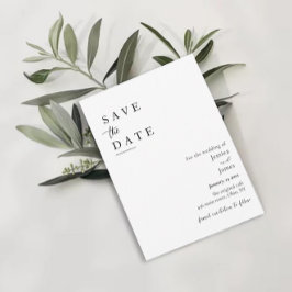 Minimalistische elegante Schwarz-Weiß-Hochzeit Save The Date
