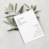 Minimalistische elegante Schwarz-Weiß-Hochzeit Save The Date