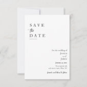 Minimalistische elegante Schwarz-Weiß-Hochzeit Save The Date (Vorderseite)