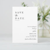 Minimalistische elegante Schwarz-Weiß-Hochzeit Save The Date (Stehend Vorderseite)