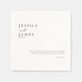 Minimalistische elegante Schwarz-Weiß-Hochzeit Serviette (Vorderseite)