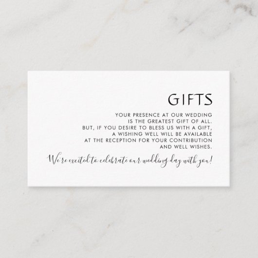 Minimalistische elegante Schwarz-Weiß-Hochzeitsges Begleitkarte (Vorderseite)