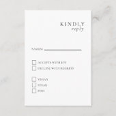 Minimalistische elegante Schwarz-Weiß-RSVP-Karte Begleitkarte (Vorderseite)