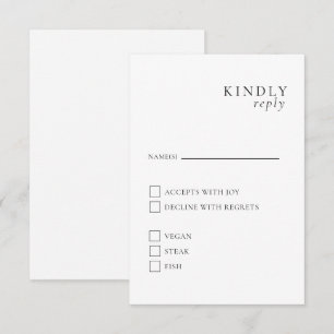 Minimalistische elegante Schwarz-Weiß-RSVP-Karte Begleitkarte
