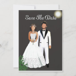 Minimalistische Elegante Schwarz & Weiß Save The Date